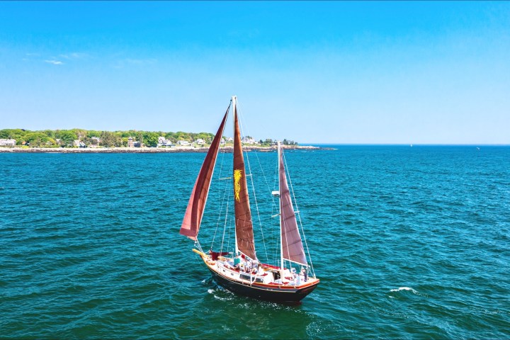 a small boat in a large body of water