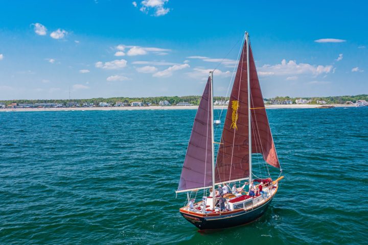a small boat in a large body of water