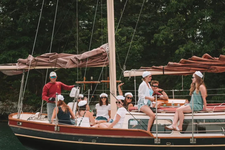 a group of people on a boat